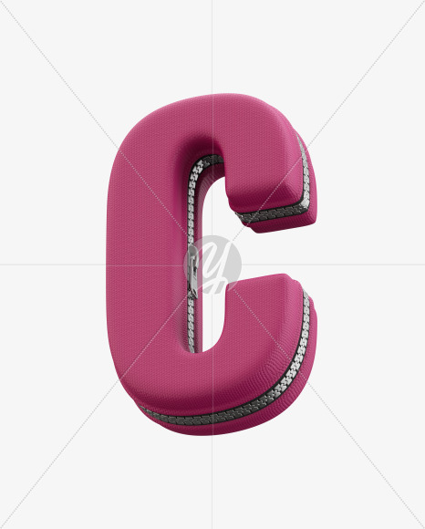 Letter C from Pink Suitcase alphabet on Yellow Images Creative Fonts - S52038