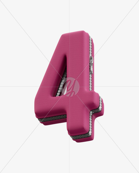 4 from Pink Suitcase alphabet on Yellow Images Creative Fonts - S52065