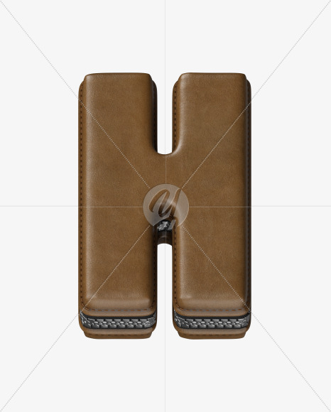 Letter H from Leather Wallet alphabet on Yellow Images Creative Fonts - S52088