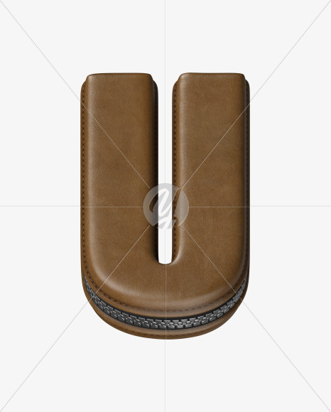 Letter U from Leather Wallet alphabet on Yellow Images Creative Fonts - S52101