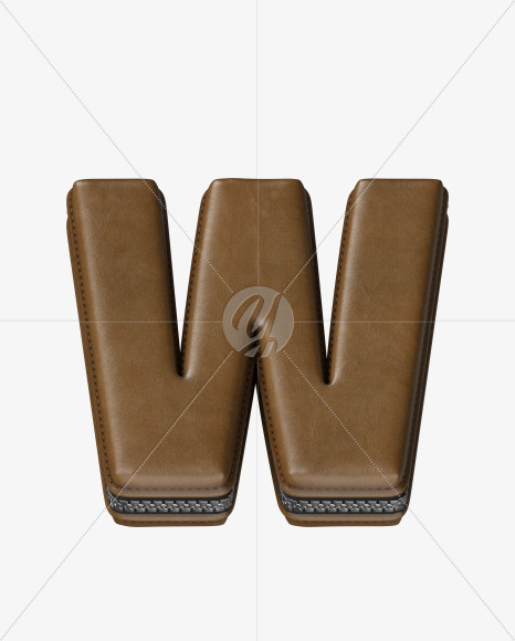 Letter W from Leather Wallet alphabet on Yellow Images Creative Fonts - S52103