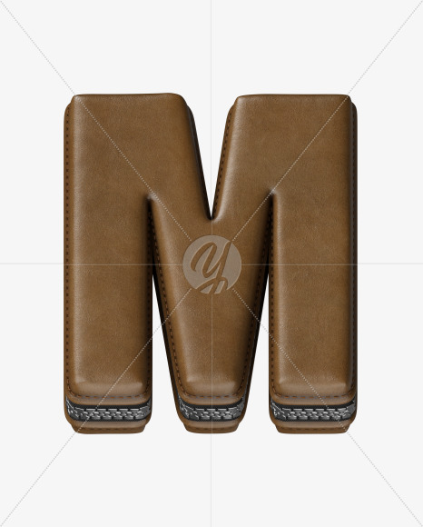 Letter M from Leather Wallet alphabet on Yellow Images Creative Fonts - S52093