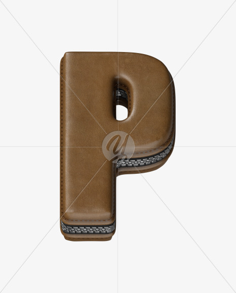 Letter P from Leather Wallet alphabet on Yellow Images Creative Fonts - S52096