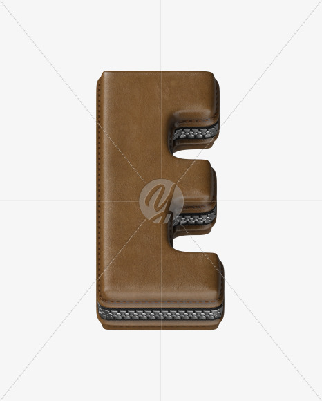 Letter E from Leather Wallet alphabet on Yellow Images Creative Fonts - S52085