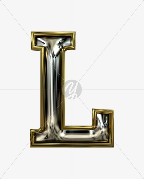 L uppercase from Stamped steel font, gold frame. Door number style. on Yellow Images Creative Fonts - S52243