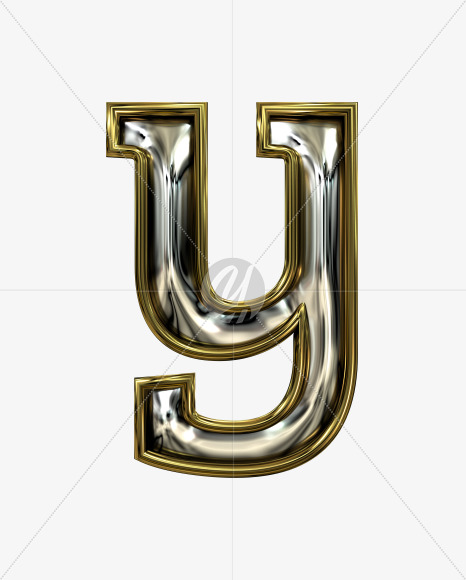 y lowercase from Stamped steel font, gold frame. Door number style. on Yellow Images Creative Fonts - S52257