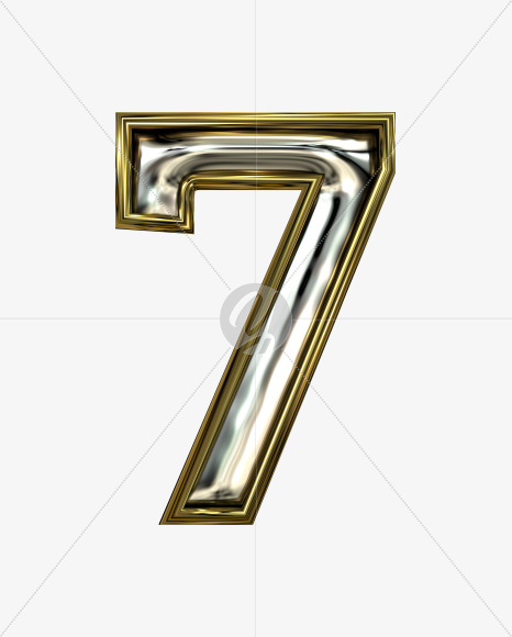 7 from Stamped steel font, gold frame. Door number style. on Yellow Images Creative Fonts - S52288