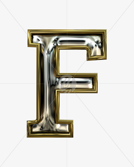 F uppercase from Stamped steel font, gold frame. Door number style. on Yellow Images Creative Fonts - S52249