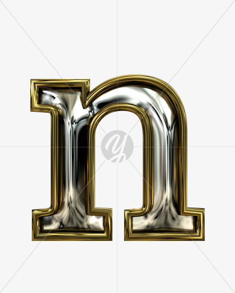 n lowercase from Stamped steel font, gold frame. Door number style. on Yellow Images Creative Fonts - S52269