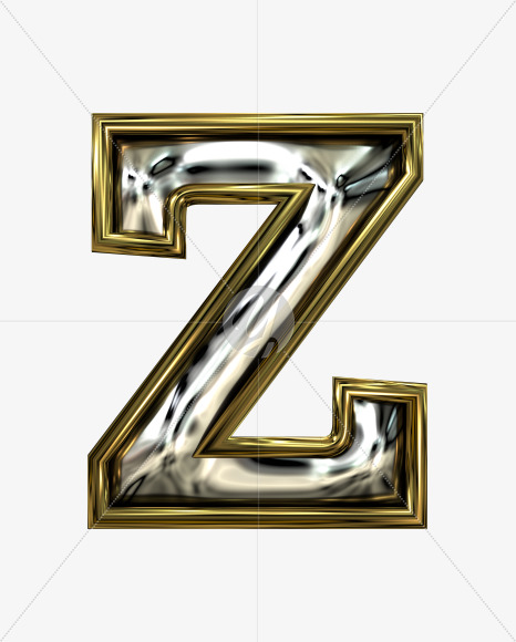 z lowercase from Stamped steel font, gold frame. Door number style. on Yellow Images Creative Fonts - S52256