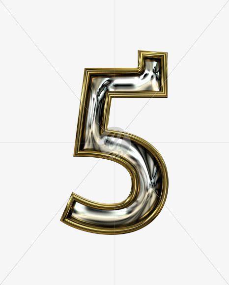 5 from Stamped steel font, gold frame. Door number style. on Yellow Images Creative Fonts - S52290