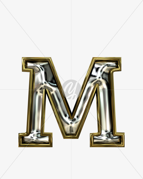 M uppercase from Stamped steel font, gold frame. Door number style. on Yellow Images Creative Fonts - S52242