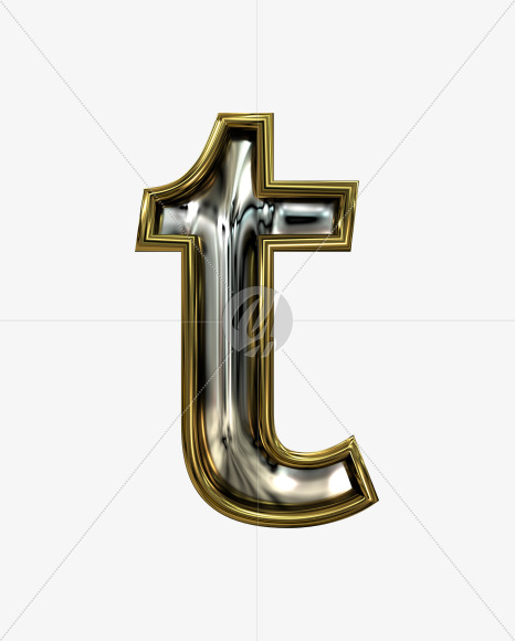 t lowercase from Stamped steel font, gold frame. Door number style. on Yellow Images Creative Fonts - S52262