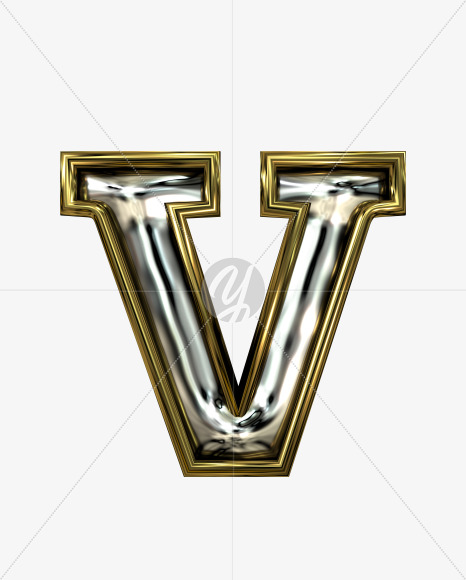 v lowercase from Stamped steel font, gold frame. Door number style. on Yellow Images Creative Fonts - S52260