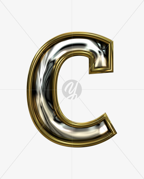 c lowercase from Stamped steel font, gold frame. Door number style. on Yellow Images Creative Fonts - S52281