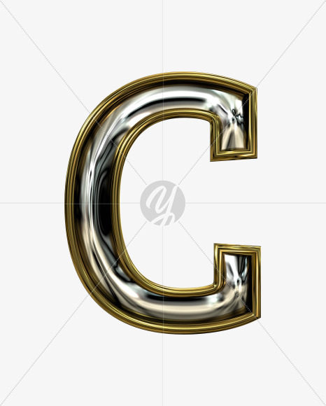 C uppercase from Stamped steel font, gold frame. Door number style. on Yellow Images Creative Fonts - S52253