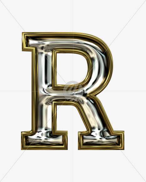 R uppercase from Stamped steel font, gold frame. Door number style. on Yellow Images Creative Fonts - S52236