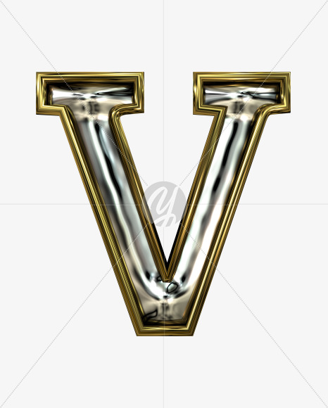 V uppercase from Stamped steel font, gold frame. Door number style. on Yellow Images Creative Fonts - S52231