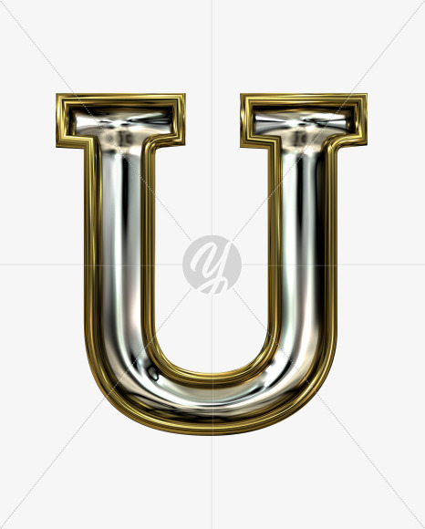 U uppercase from Stamped steel font, gold frame. Door number style. on Yellow Images Creative Fonts - S52232