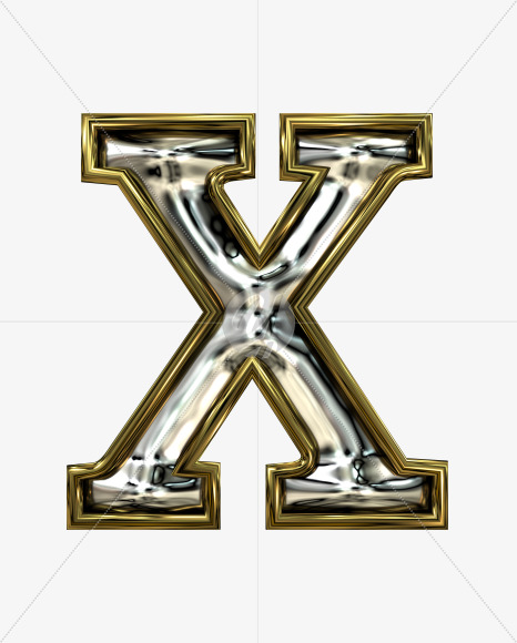 X uppercase from Stamped steel font, gold frame. Door number style. on Yellow Images Creative Fonts - S52229