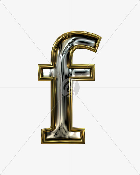 f lowercase from Stamped steel font, gold frame. Door number style. on Yellow Images Creative Fonts - S52278