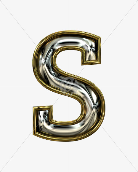 S uppercase from Stamped steel font, gold frame. Door number style. on Yellow Images Creative Fonts - S52235