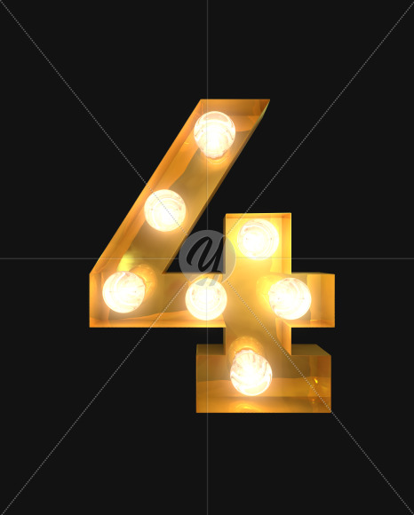 4 lights on from Burlesque light bulb letters on Yellow Images Creative Fonts - S52514