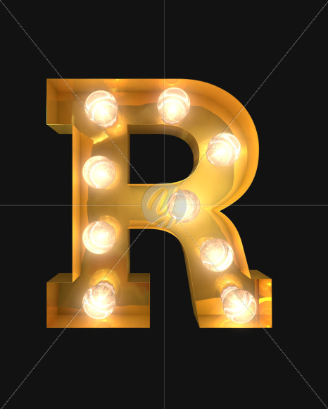 R lights on from Burlesque light bulb letters on Yellow Images Creative Fonts - S52502