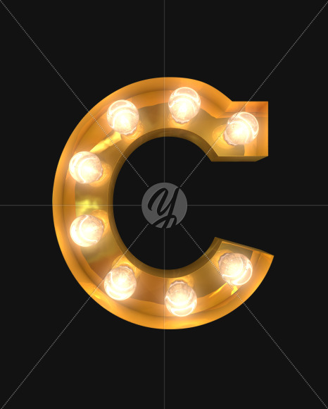 C lights on from Burlesque light bulb letters on Yellow Images Creative Fonts - S52487