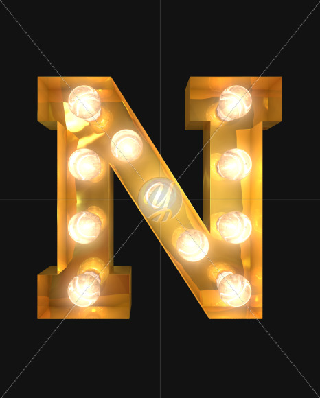 N lights on from Burlesque light bulb letters on Yellow Images Creative Fonts - S52498