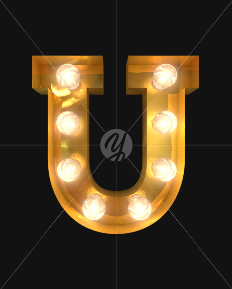 U lights on from Burlesque light bulb letters on Yellow Images Creative Fonts - S52506