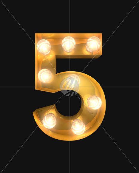 5 lights on from Burlesque light bulb letters on Yellow Images Creative Fonts - S52515