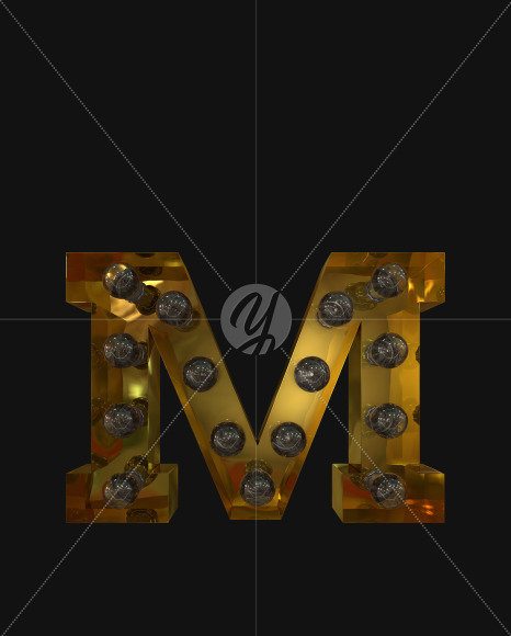 M lights off from Burlesque light bulb letters on Yellow Images Creative Fonts - S52535