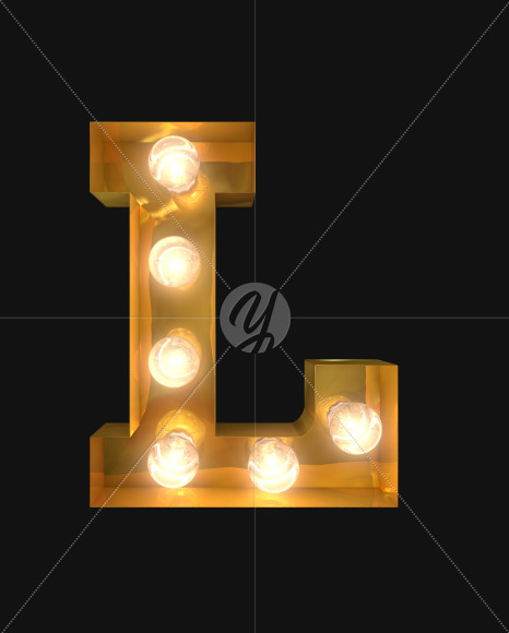 L lights on from Burlesque light bulb letters on Yellow Images Creative Fonts - S52496