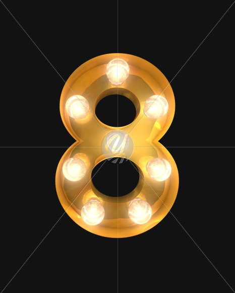 8 lights on from Burlesque light bulb letters on Yellow Images Creative Fonts - S52518