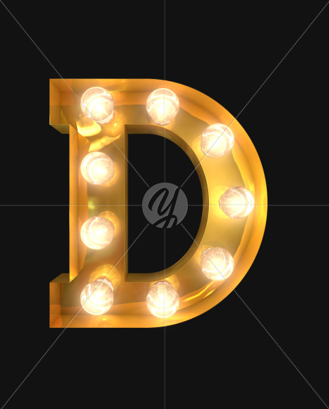 D lights on from Burlesque light bulb letters on Yellow Images Creative Fonts - S52488