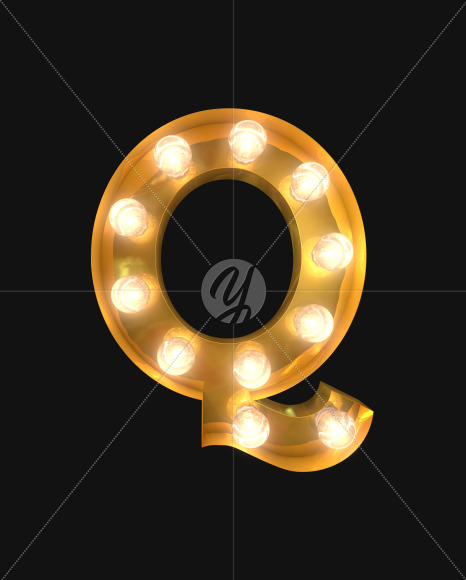 Q lights on from Burlesque light bulb letters on Yellow Images Creative Fonts - S52501