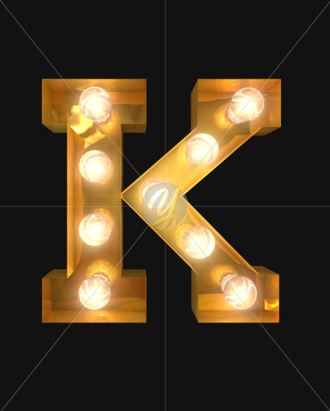 K lights on from Burlesque light bulb letters on Yellow Images Creative Fonts - S52495