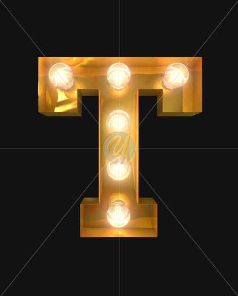 T lights on from Burlesque light bulb letters on Yellow Images Creative Fonts - S52505