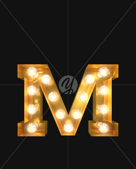 M lights on from Burlesque light bulb letters on Yellow Images Creative Fonts - S52497