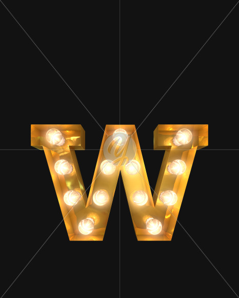 W lights on from Burlesque light bulb letters on Yellow Images Creative Fonts - S52508