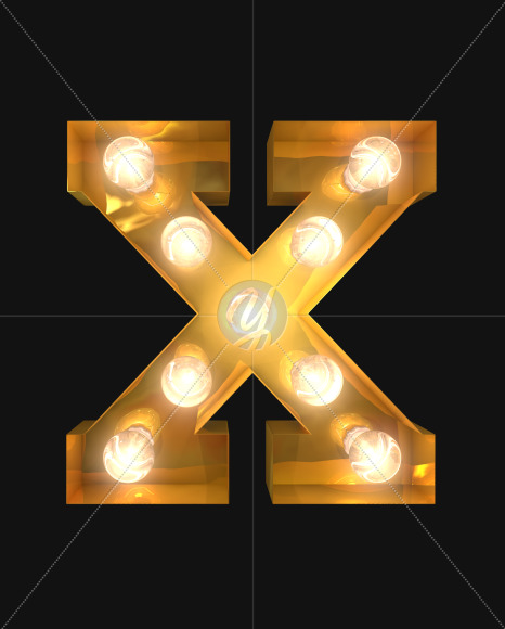 X lights on from Burlesque light bulb letters on Yellow Images Creative Fonts - S52509