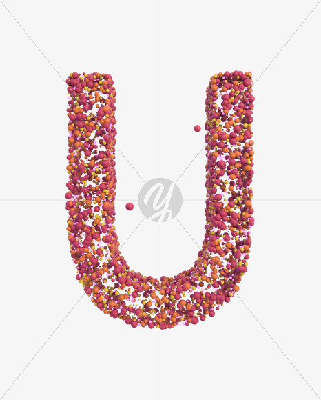 Letter U from Sticky Balls on Yellow Images Creative Fonts - S52605