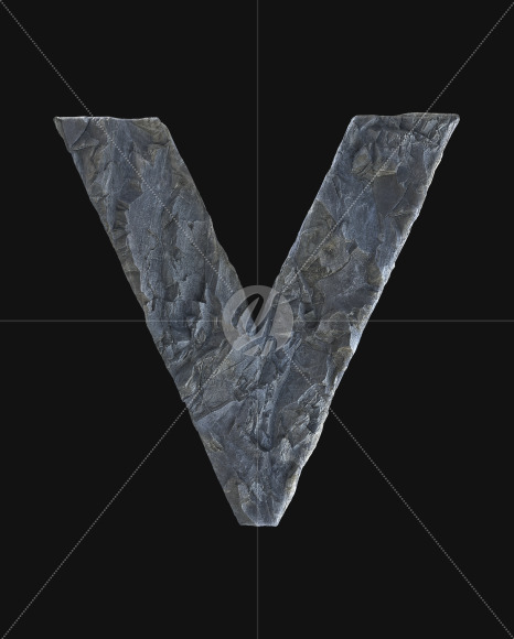 Letter V from Rock Font on Yellow Images Creative Fonts - S52810