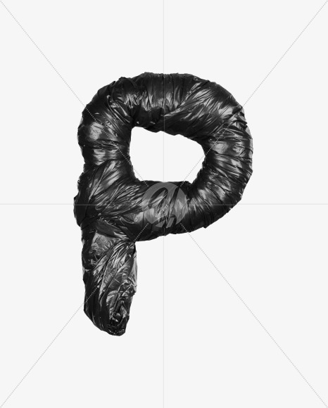 Letter p from Black Garbage Bag alphabet on Yellow Images Creative Fonts - S52851