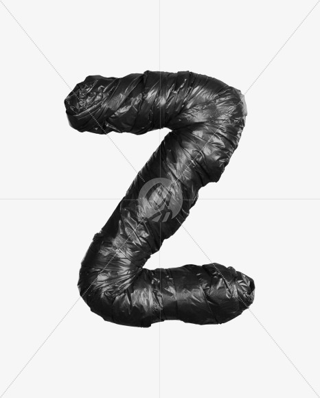 Letter z from Black Garbage Bag alphabet on Yellow Images Creative Fonts - S52861