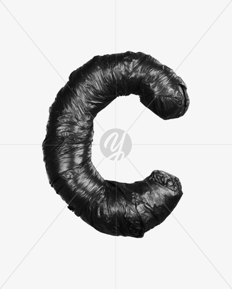 Letter c from Black Garbage Bag alphabet on Yellow Images Creative Fonts - S52838