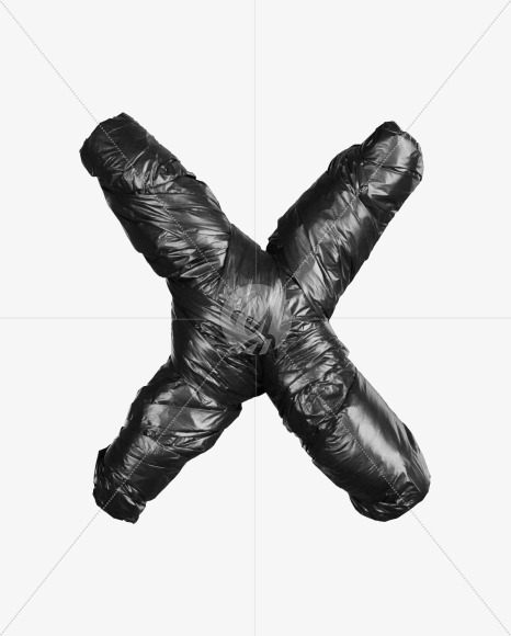 Letter x from Black Garbage Bag alphabet on Yellow Images Creative Fonts - S52859