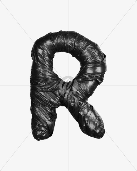 Letter r from Black Garbage Bag alphabet on Yellow Images Creative Fonts - S52853