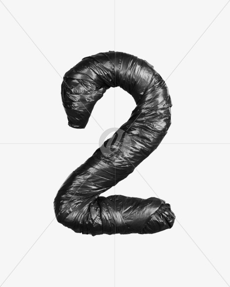 2 from Black Garbage Bag alphabet on Yellow Images Creative Fonts - S52863